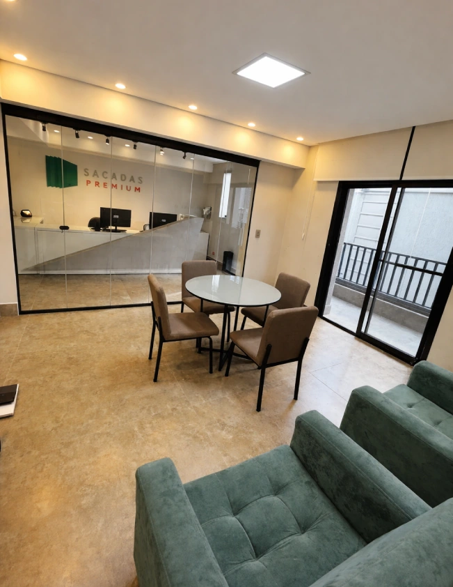 Showroom da Sacadas Premium com suporte técnico e engenheiro responsável